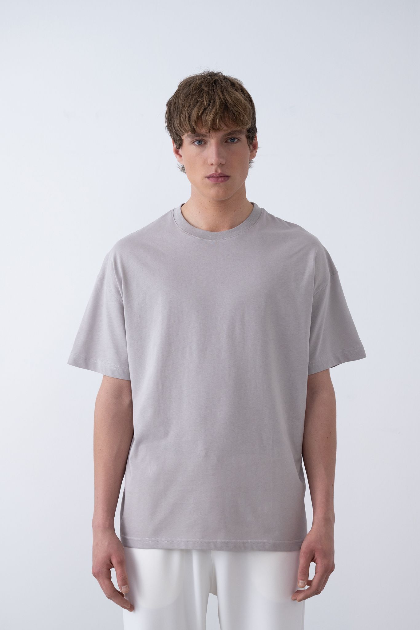 24/1 Basic Tshirt – Gri - Oversize Fit