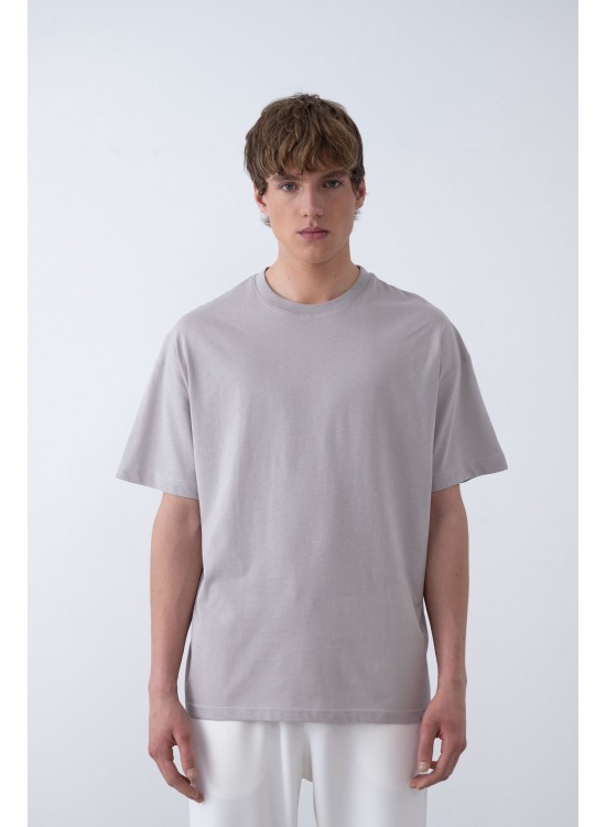 24/1 Basic Tshirt – Gri - Oversize Fit