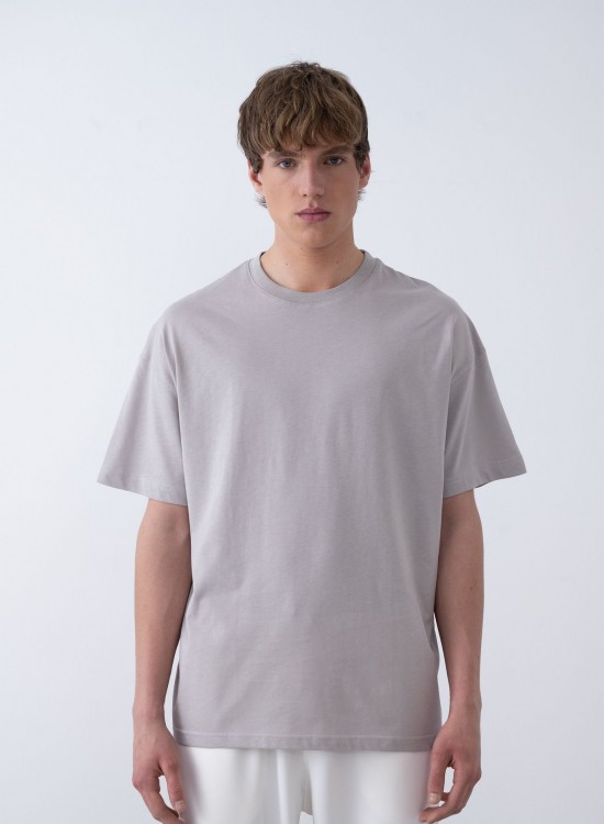 24/1 Basic Tshirt – Gri - Oversize Fit