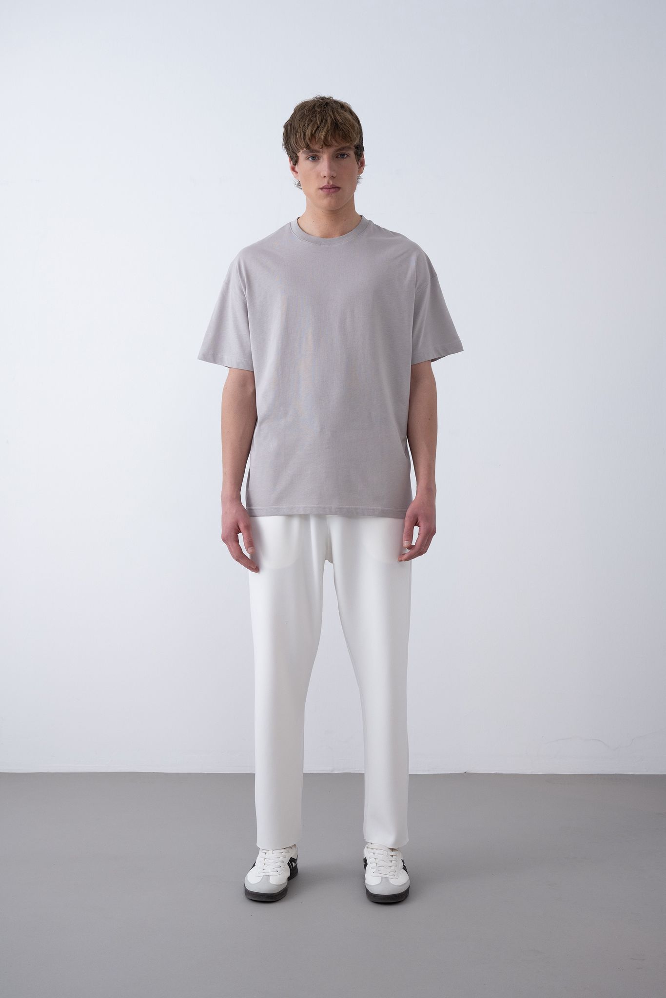 24/1 Basic Tshirt – Gri - Oversize Fit