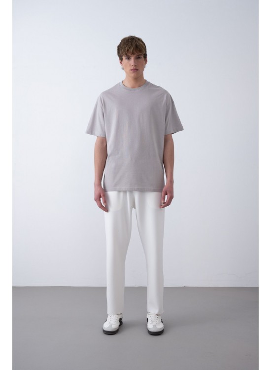 24/1 Basic Tshirt – Gri - Oversize Fit