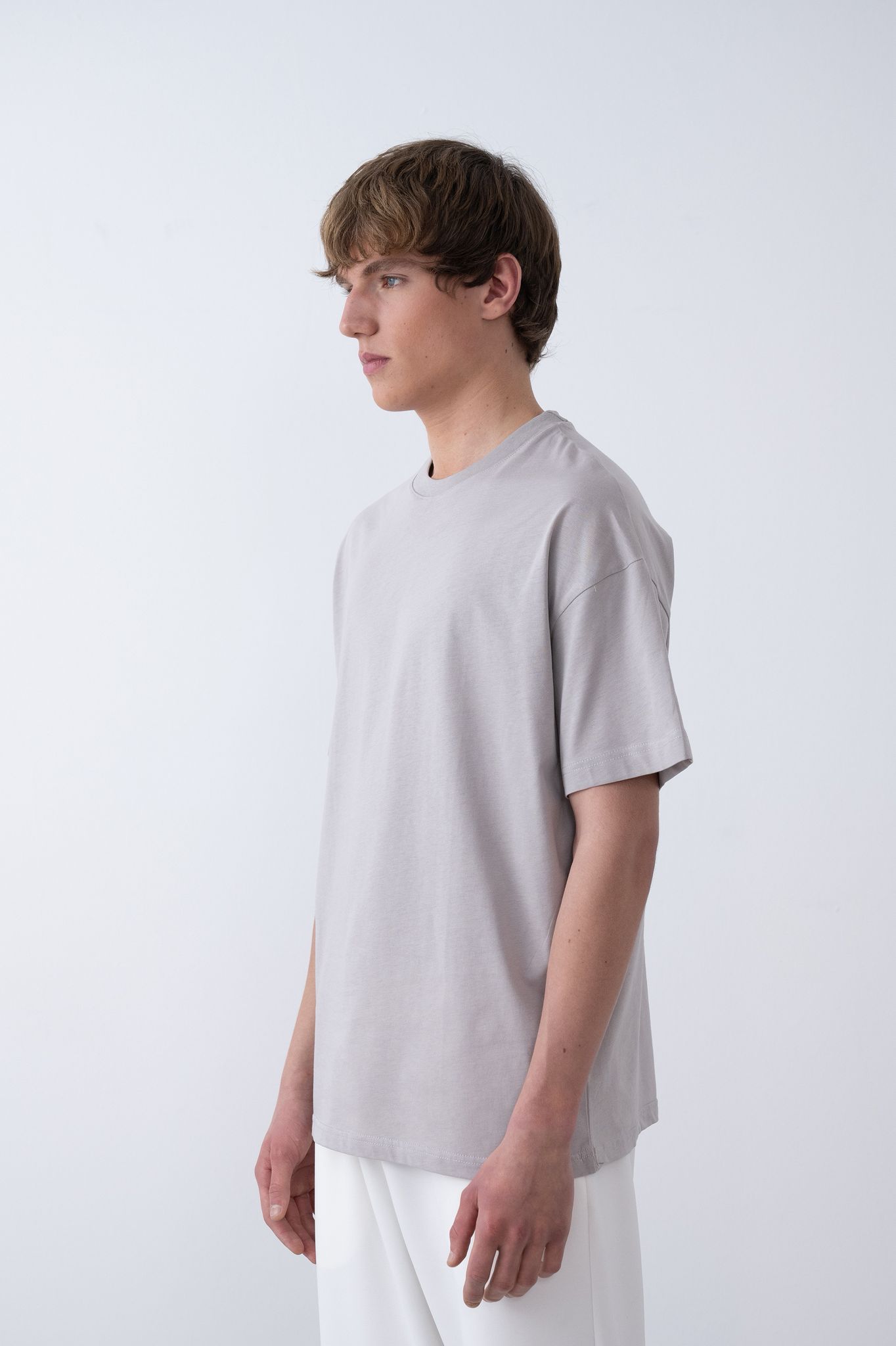 24/1 Basic Tshirt – Gri - Oversize Fit