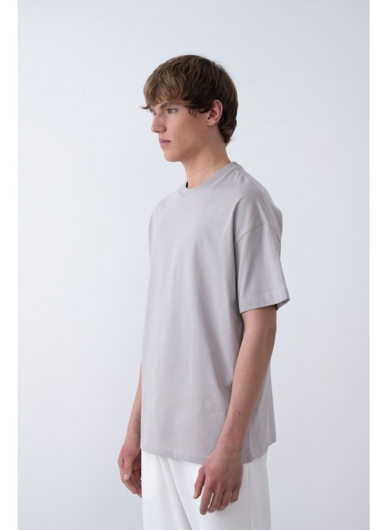 24/1 Basic Tshirt – Gri - Oversize Fit