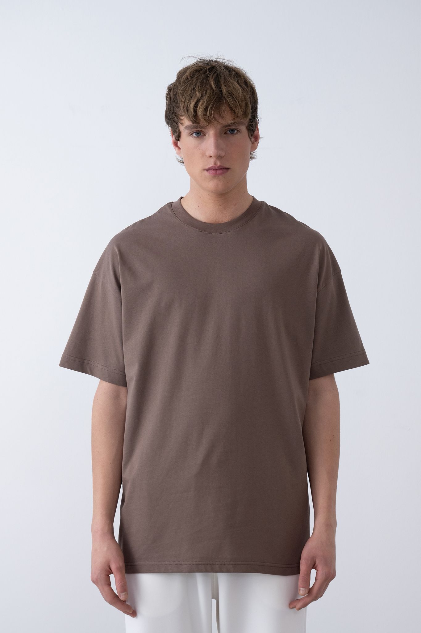 24/1 Basic Tshirt – Kahve - Oversize Fit
