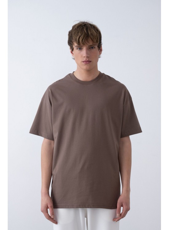 24/1 Basic Tshirt – Kahve - Oversize Fit