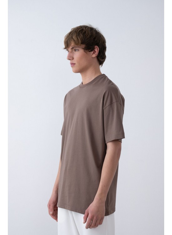 24/1 Basic Tshirt – Kahve - Oversize Fit