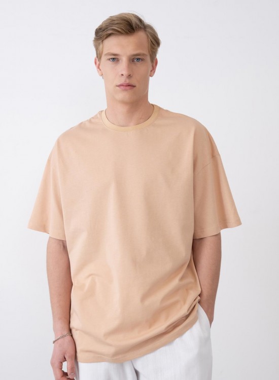 24/1 Basic Tshirt – Bej - Oversize Fit