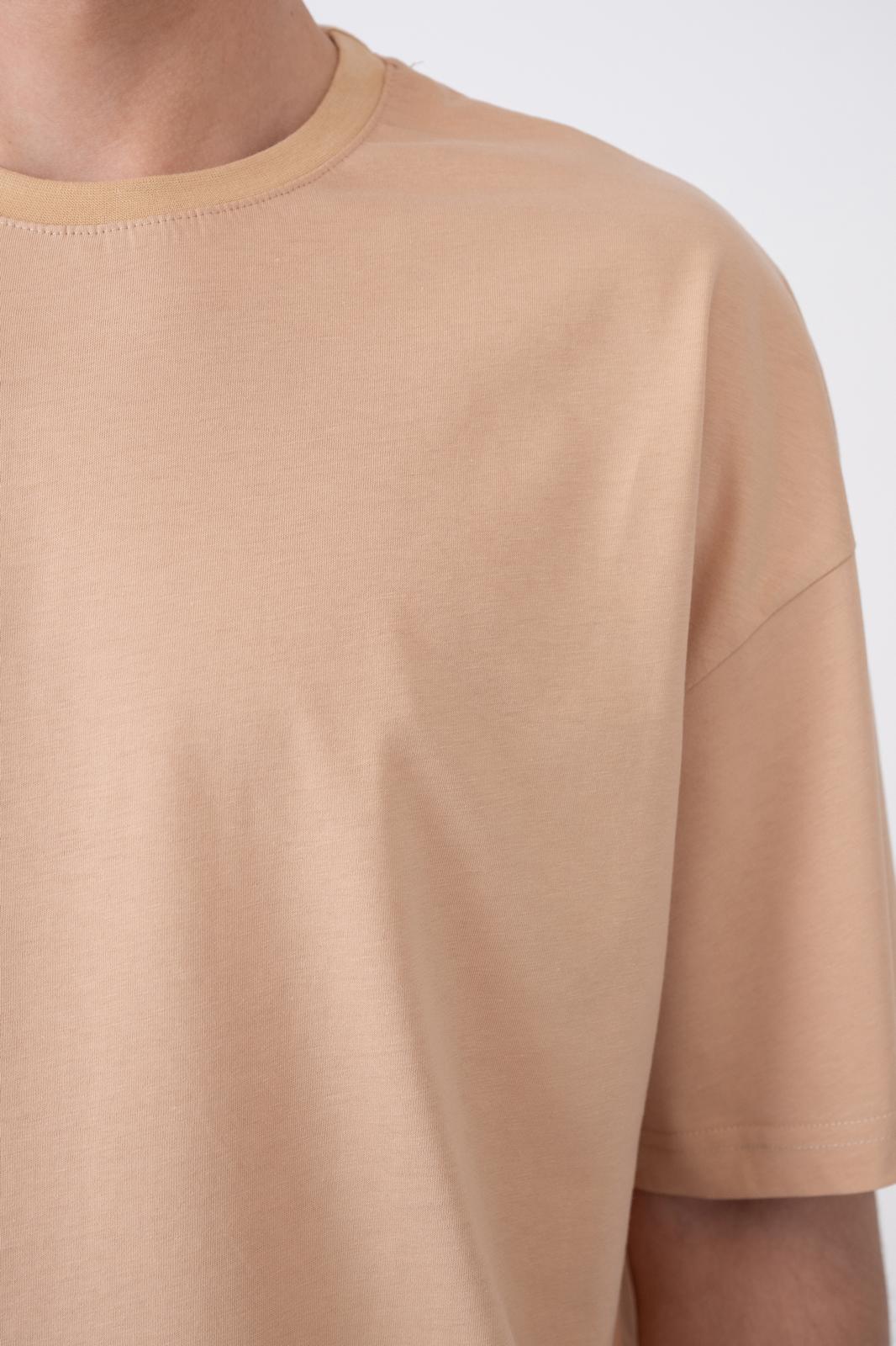 24/1 Basic Tshirt – Bej - Oversize Fit