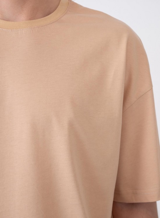 24/1 Basic Tshirt – Bej - Oversize Fit