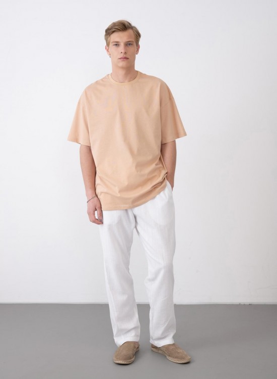 24/1 Basic Tshirt – Bej - Oversize Fit