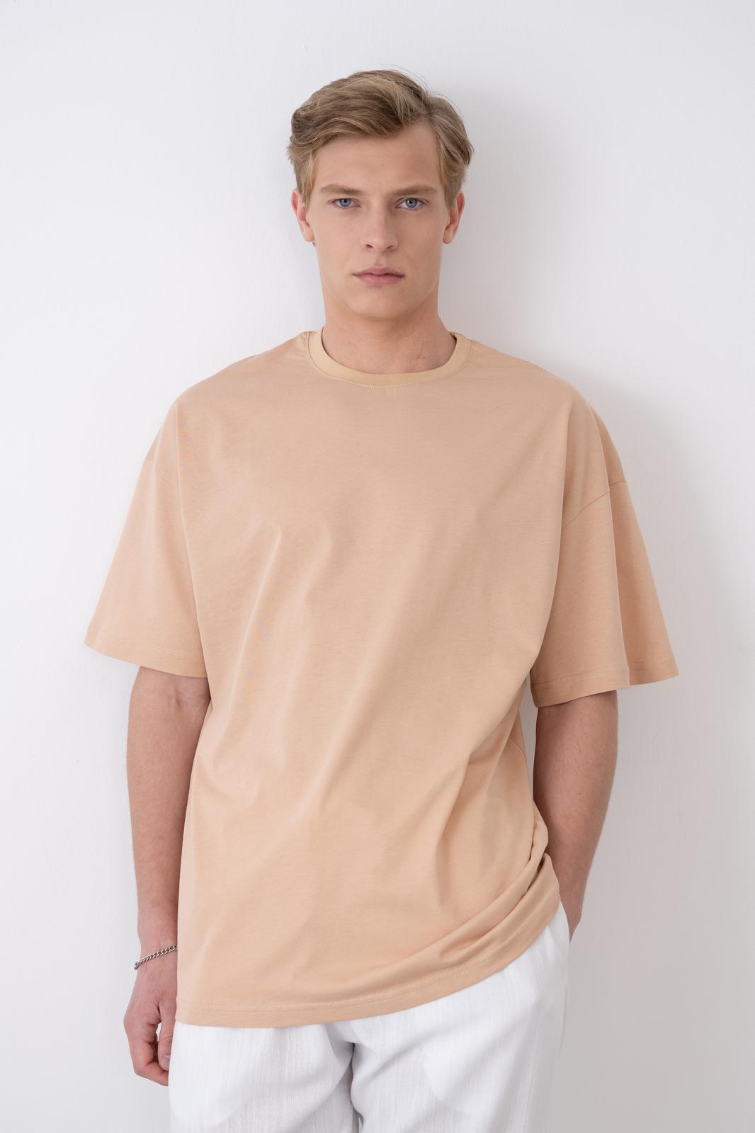 24/1 Basic Tshirt – Bej - Oversize Fit