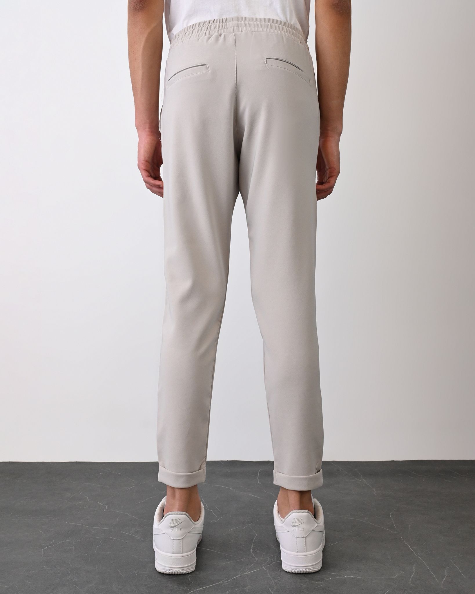Dokuma Kumaş Likralı Jogger Pantolon – Gri -  Boyfriend Fit