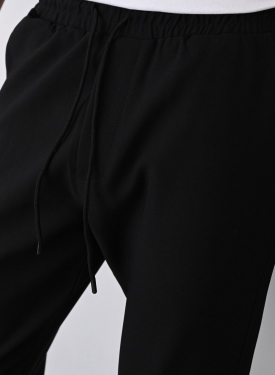 Dokuma Kumaş Likralı Jogger Pantolon – Siyah -  Boyfriend Fit