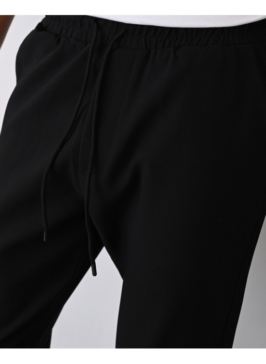 Dokuma Kumaş Likralı Jogger Pantolon – Siyah -  Boyfriend Fit