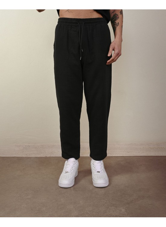 Keten Pantolon – Siyah - Boyfriend Fit