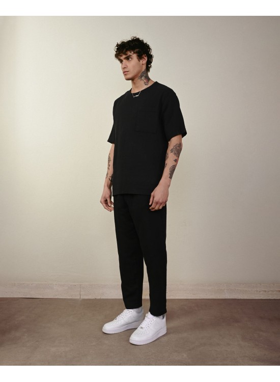 Keten Pantolon – Siyah - Boyfriend Fit
