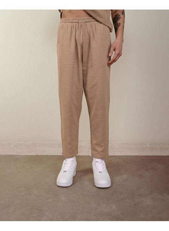 Keten Pantolon – Vizon - Boyfriend Fit