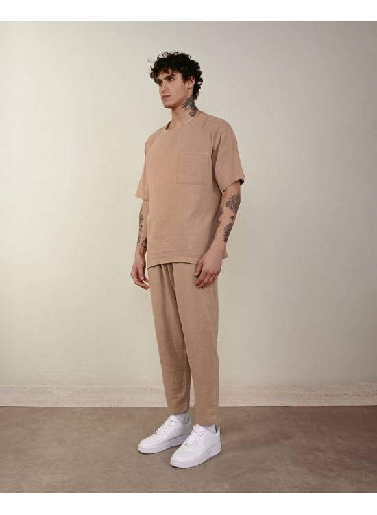 Keten Pantolon – Vizon - Boyfriend Fit