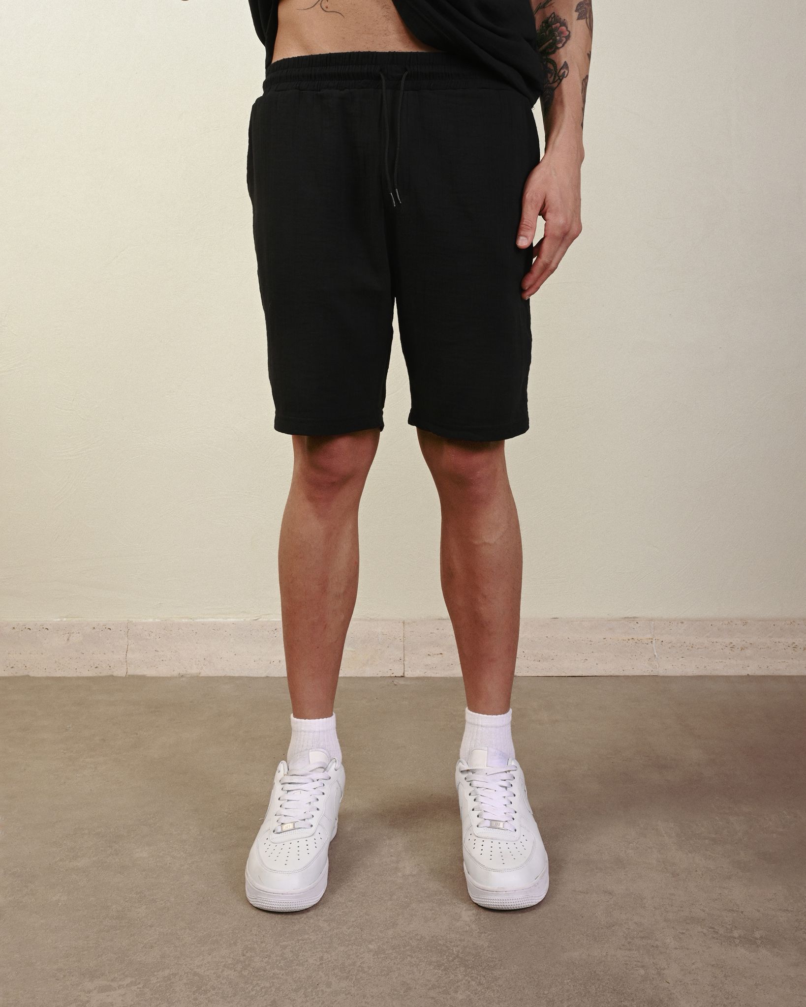 Keten Şort – Siyah - Regular Fit