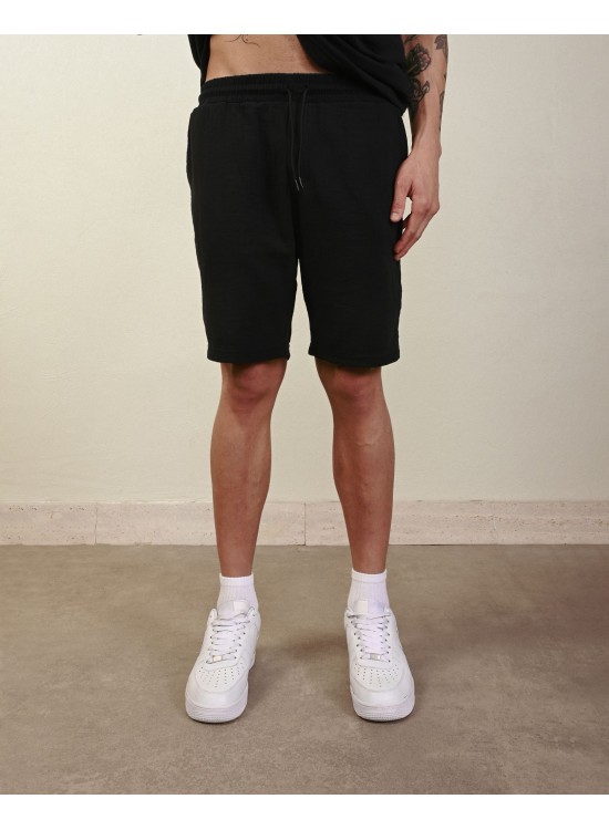 Keten Şort – Siyah - Regular Fit