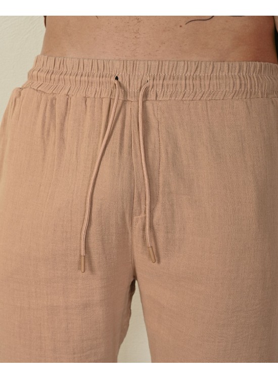 Keten Şort – Bej - Regular Fit