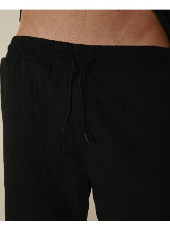 Keten Şort – Siyah - Regular Fit