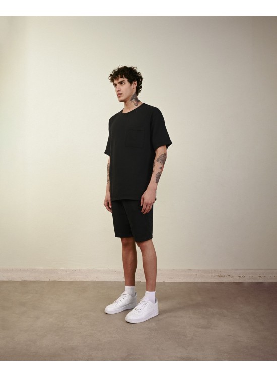 Keten Şort – Siyah - Regular Fit