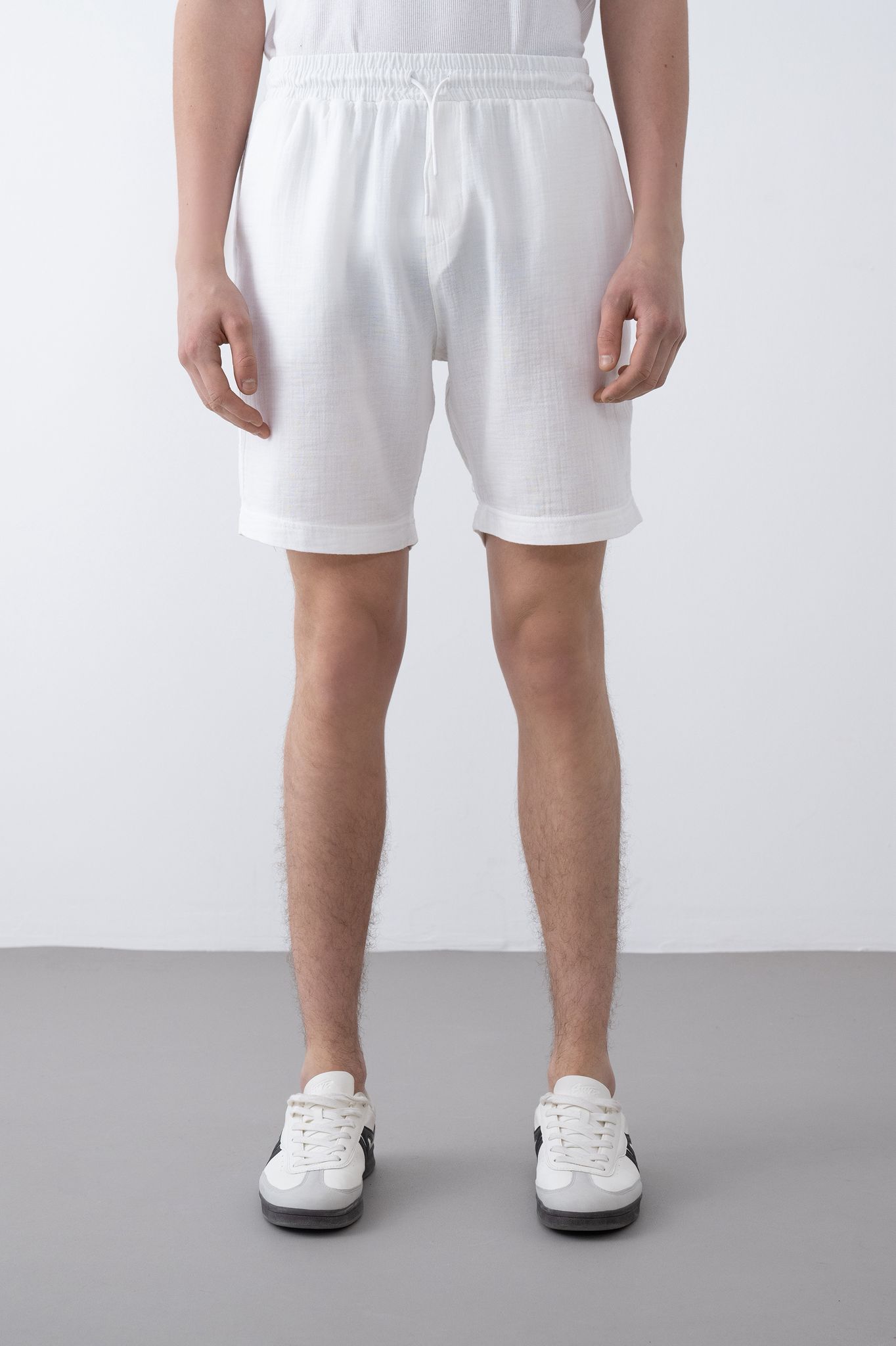 Keten Şort – Beyaz - Regular Fit
