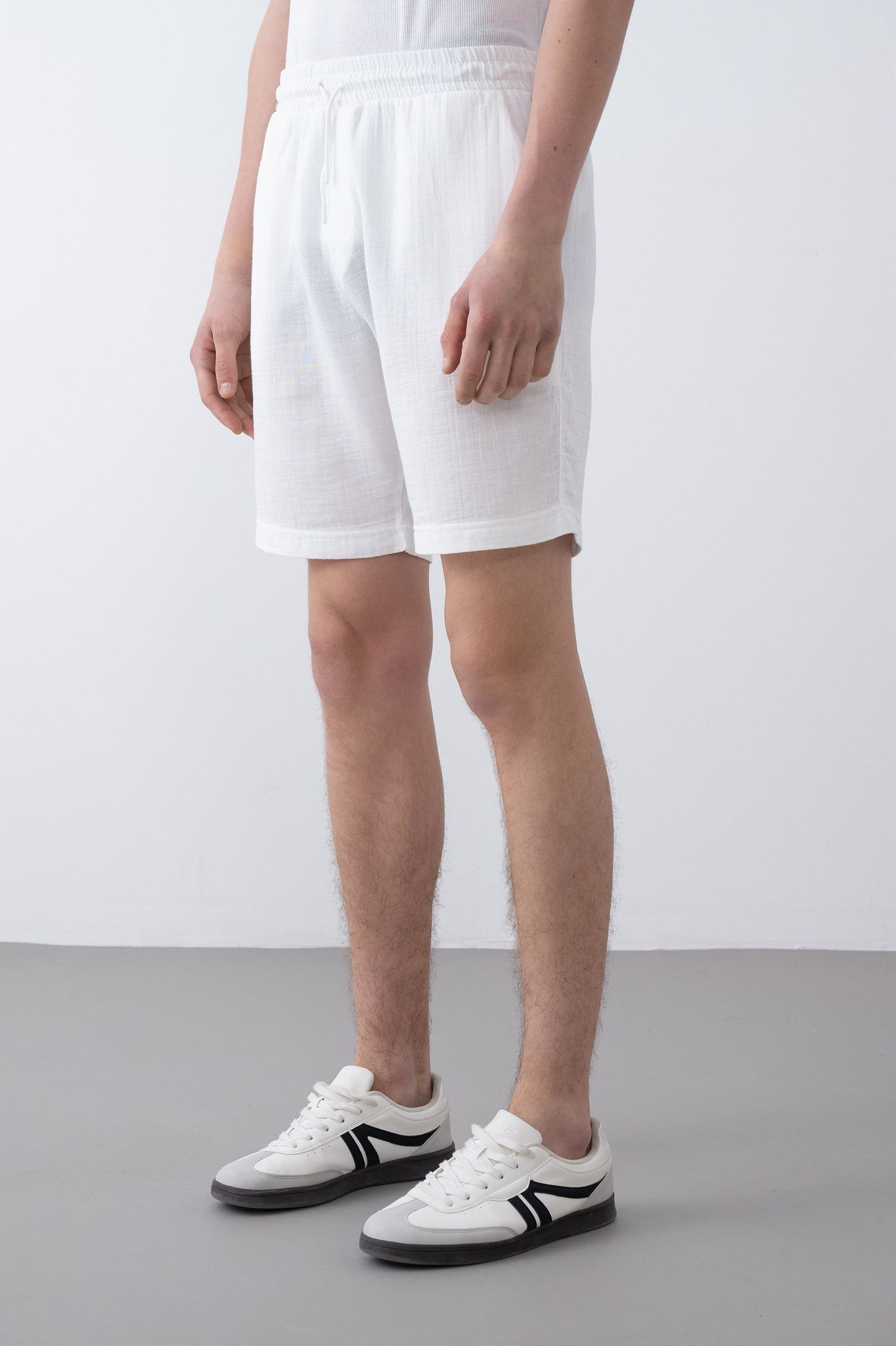 Keten Şort – Beyaz - Regular Fit