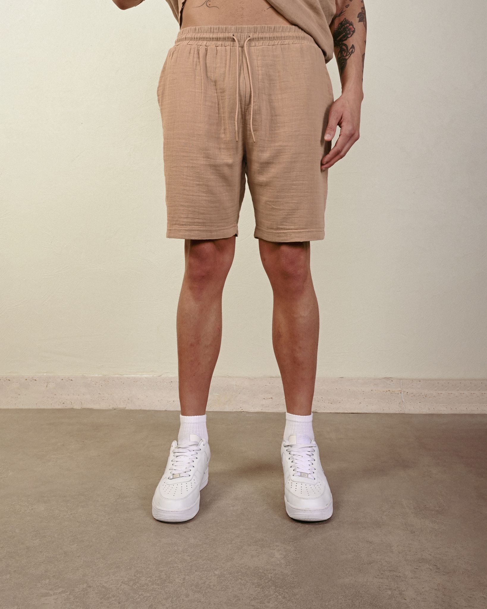 Keten Şort – Bej - Regular Fit