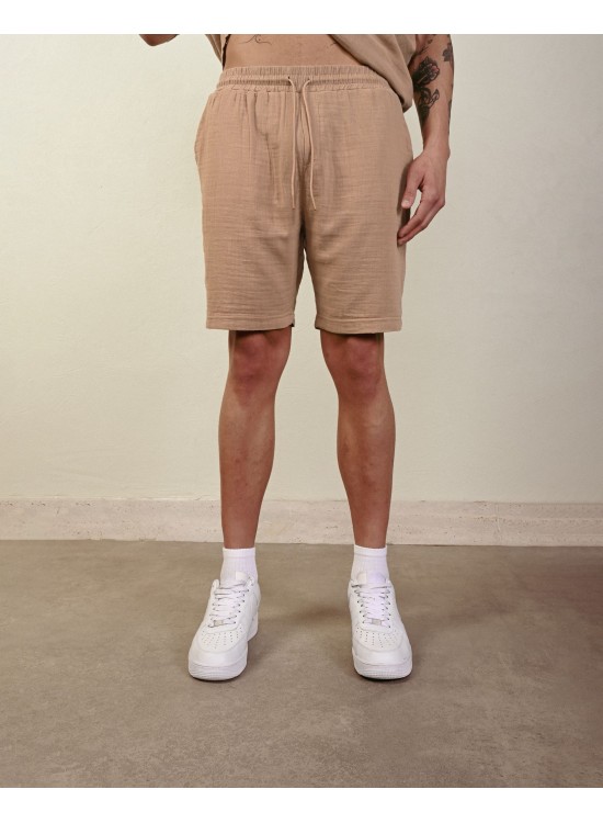Keten Şort – Bej - Regular Fit
