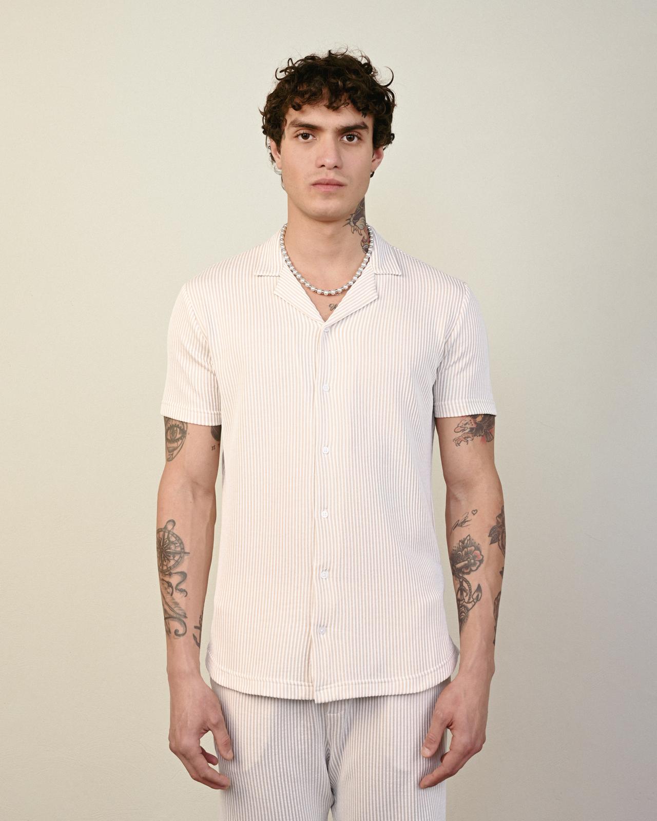 Soft Kumaş Gömlek – Bej - Oversize Fit
