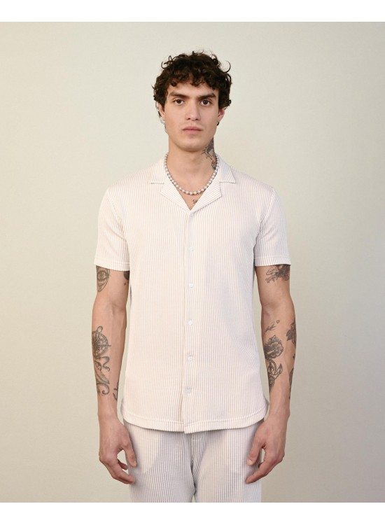Soft Kumaş Gömlek – Bej - Oversize Fit