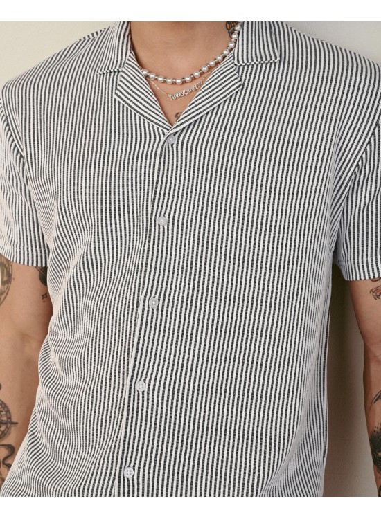 Soft Kumaş Gömlek – Siyah - Oversize Fit