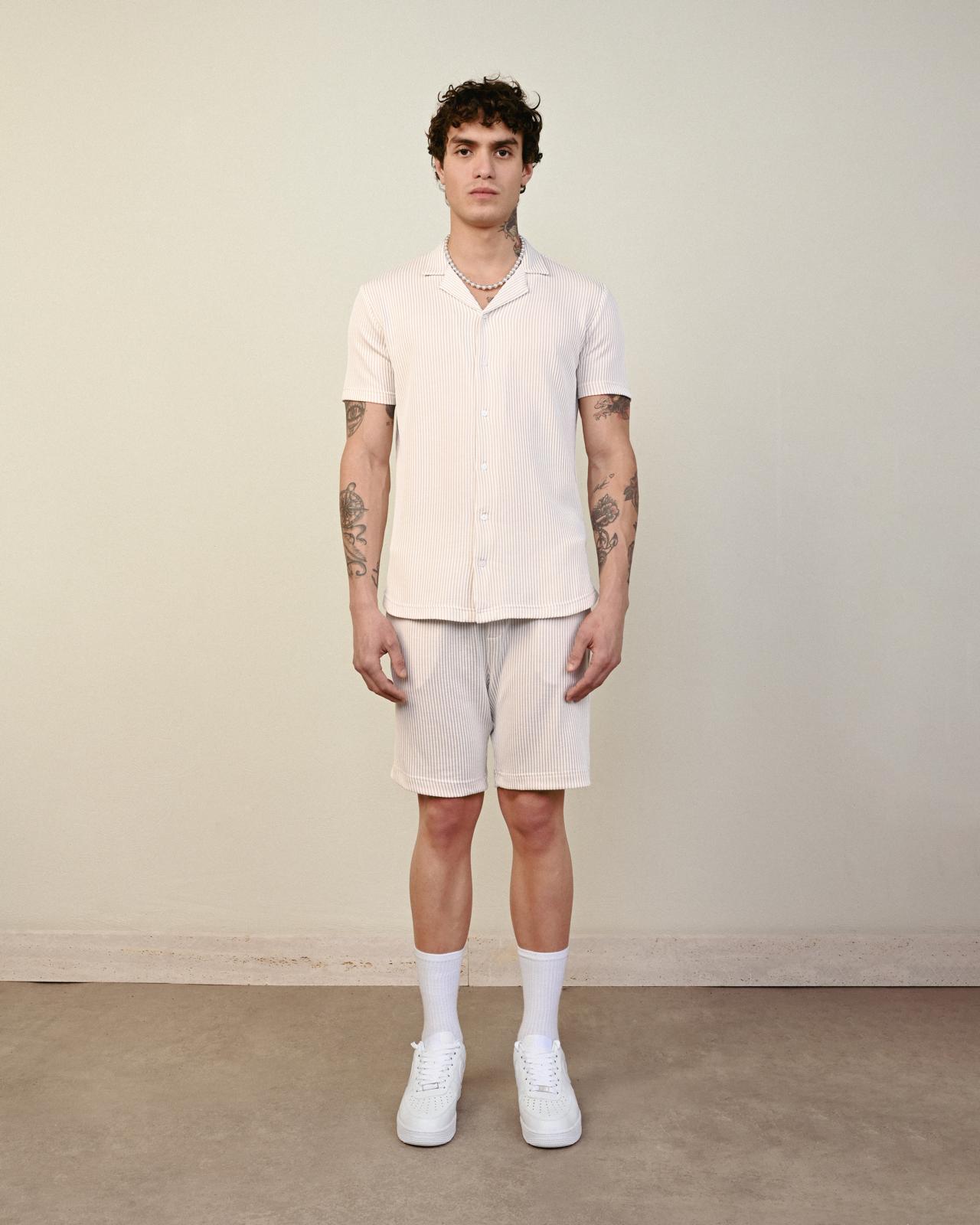 Soft Kumaş Gömlek – Bej - Oversize Fit