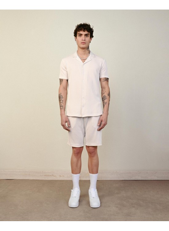 Soft Kumaş Gömlek – Bej - Oversize Fit