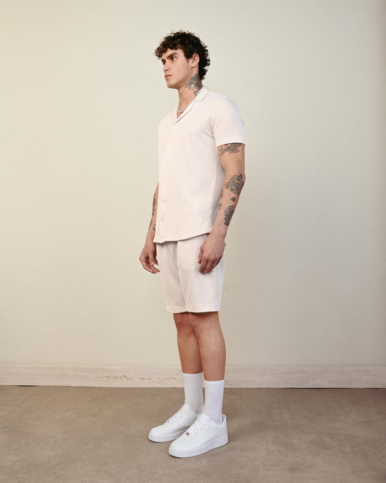 Soft Kumaş Gömlek – Bej - Oversize Fit