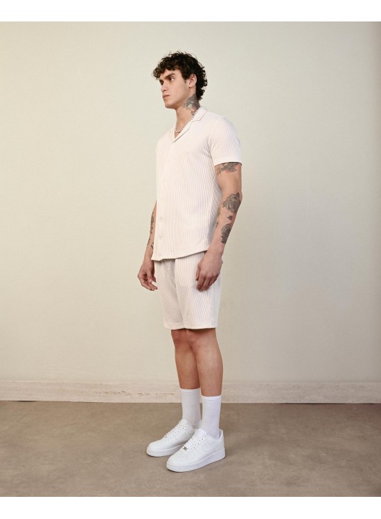 Soft Kumaş Gömlek – Bej - Oversize Fit