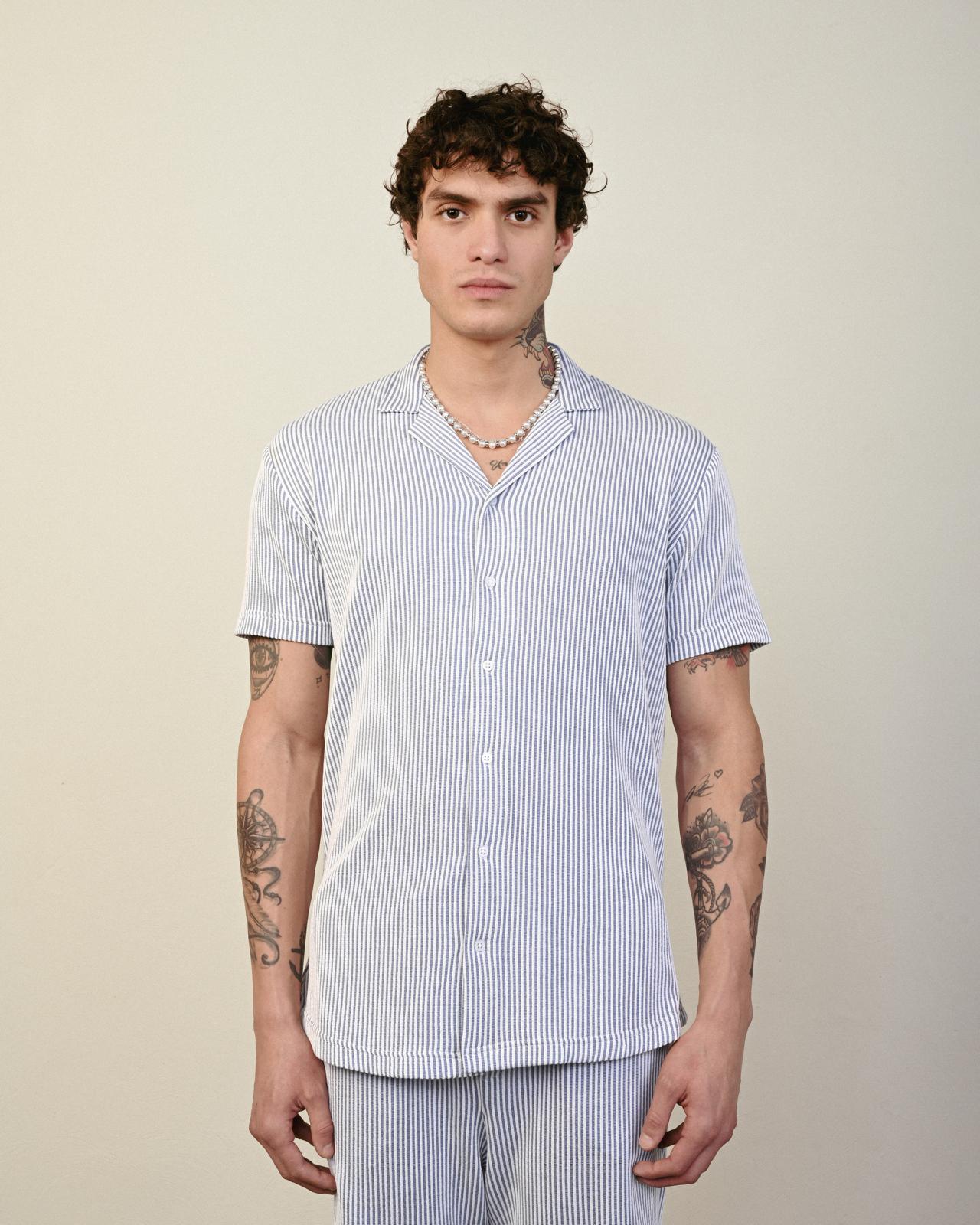 Soft Kumaş Gömlek – Mavi - Oversize Fit