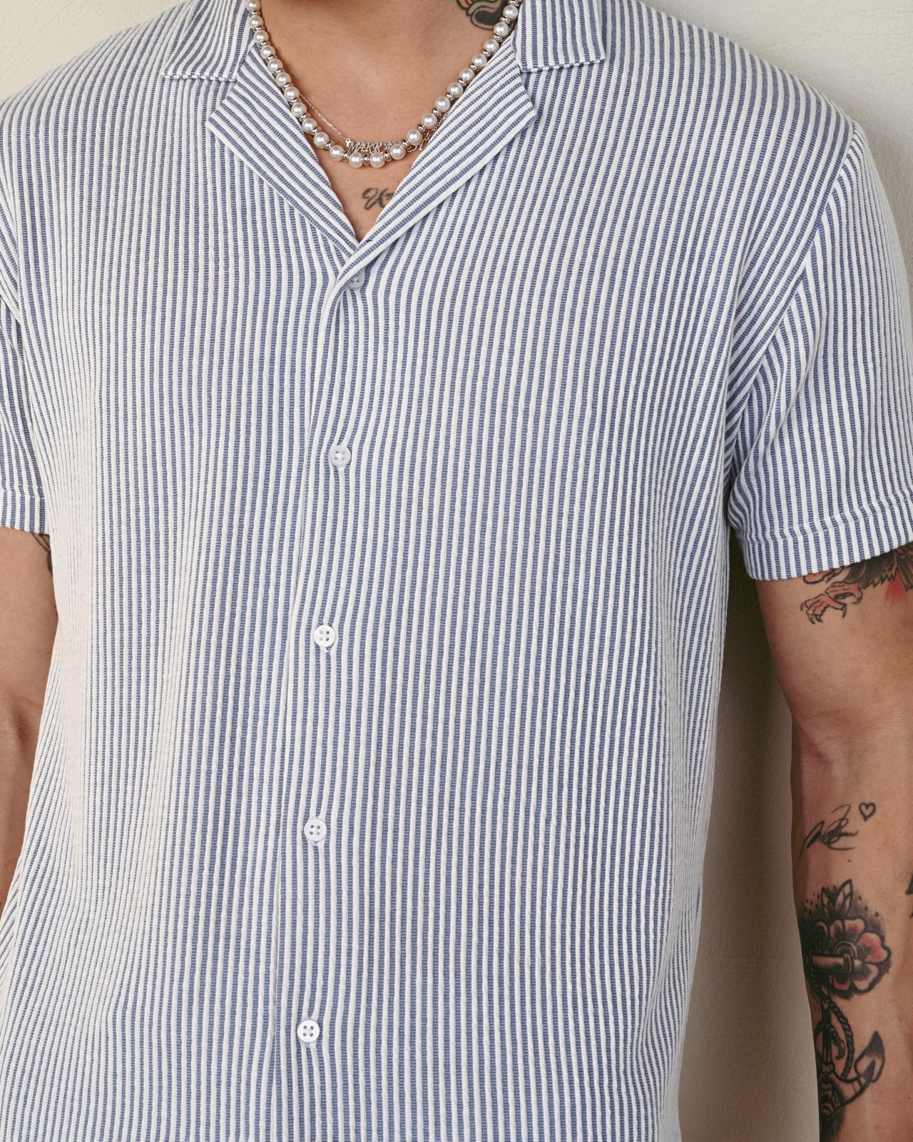 Soft Kumaş Gömlek – Mavi - Oversize Fit