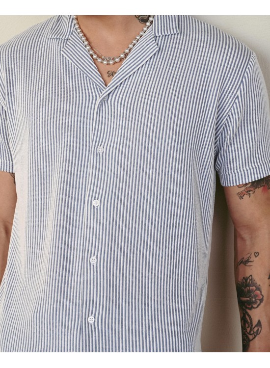 Soft Kumaş Gömlek – Mavi - Oversize Fit