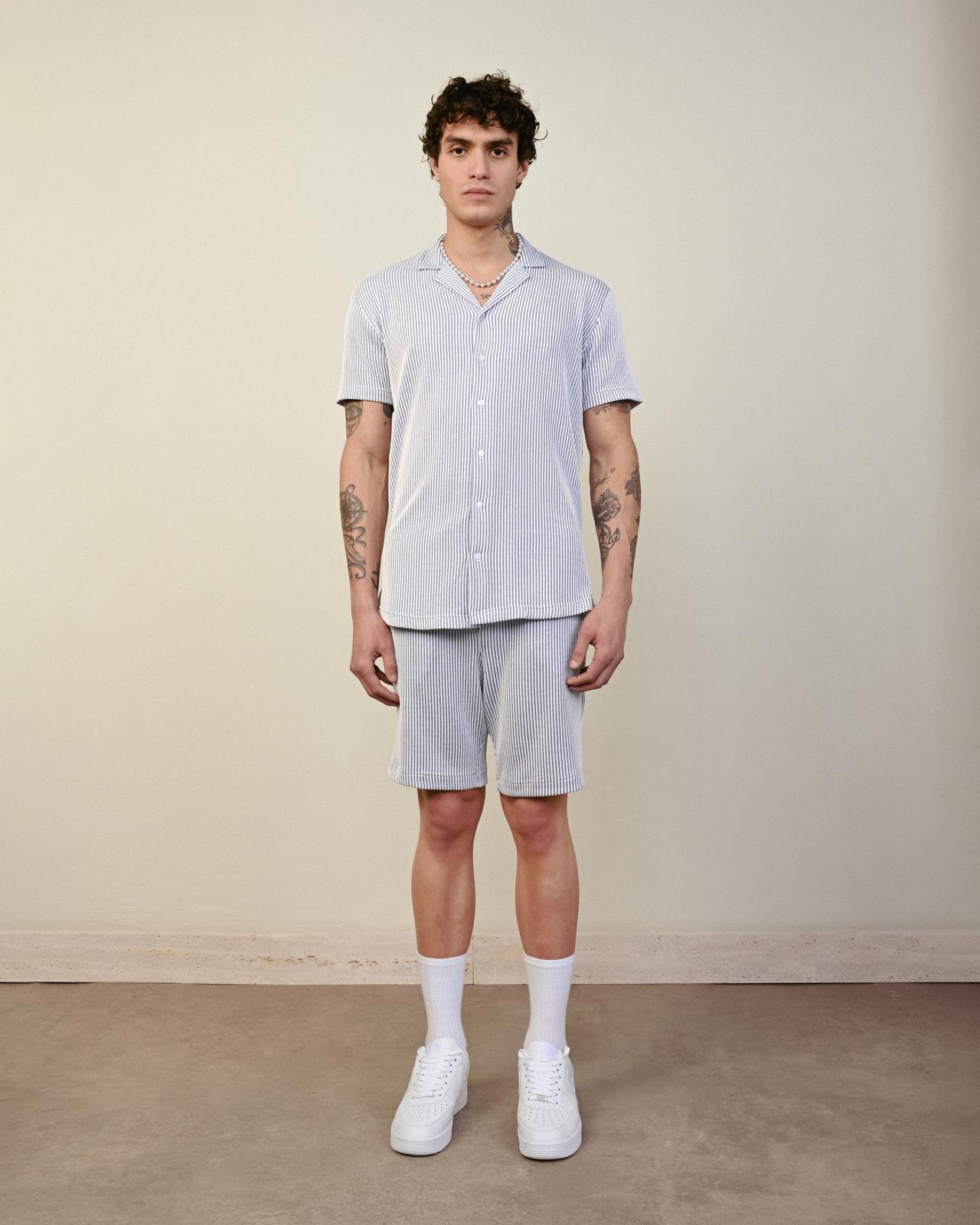 Soft Kumaş Gömlek – Mavi - Oversize Fit