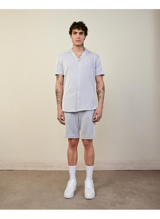 Soft Kumaş Gömlek – Mavi - Oversize Fit