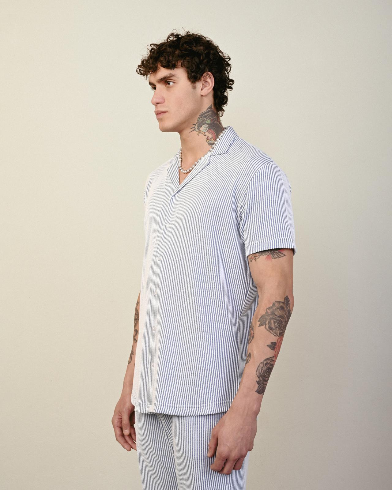 Soft Kumaş Gömlek – Mavi - Oversize Fit