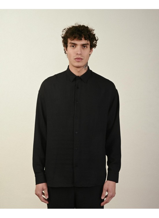 Keten Gömlek – Siyah - Oversize Fit