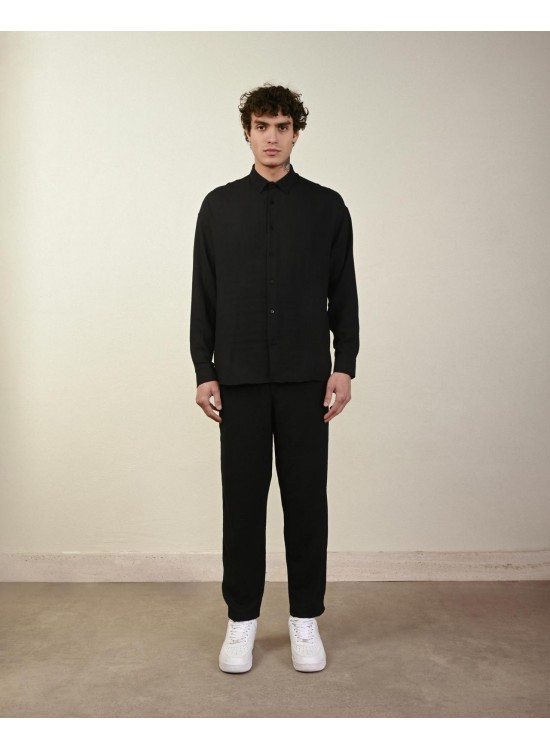 Keten Gömlek – Siyah - Oversize Fit