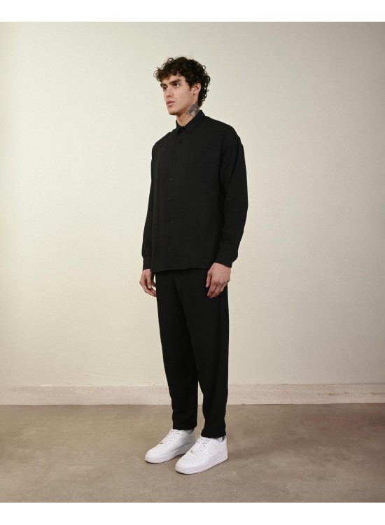 Keten Gömlek – Siyah - Oversize Fit