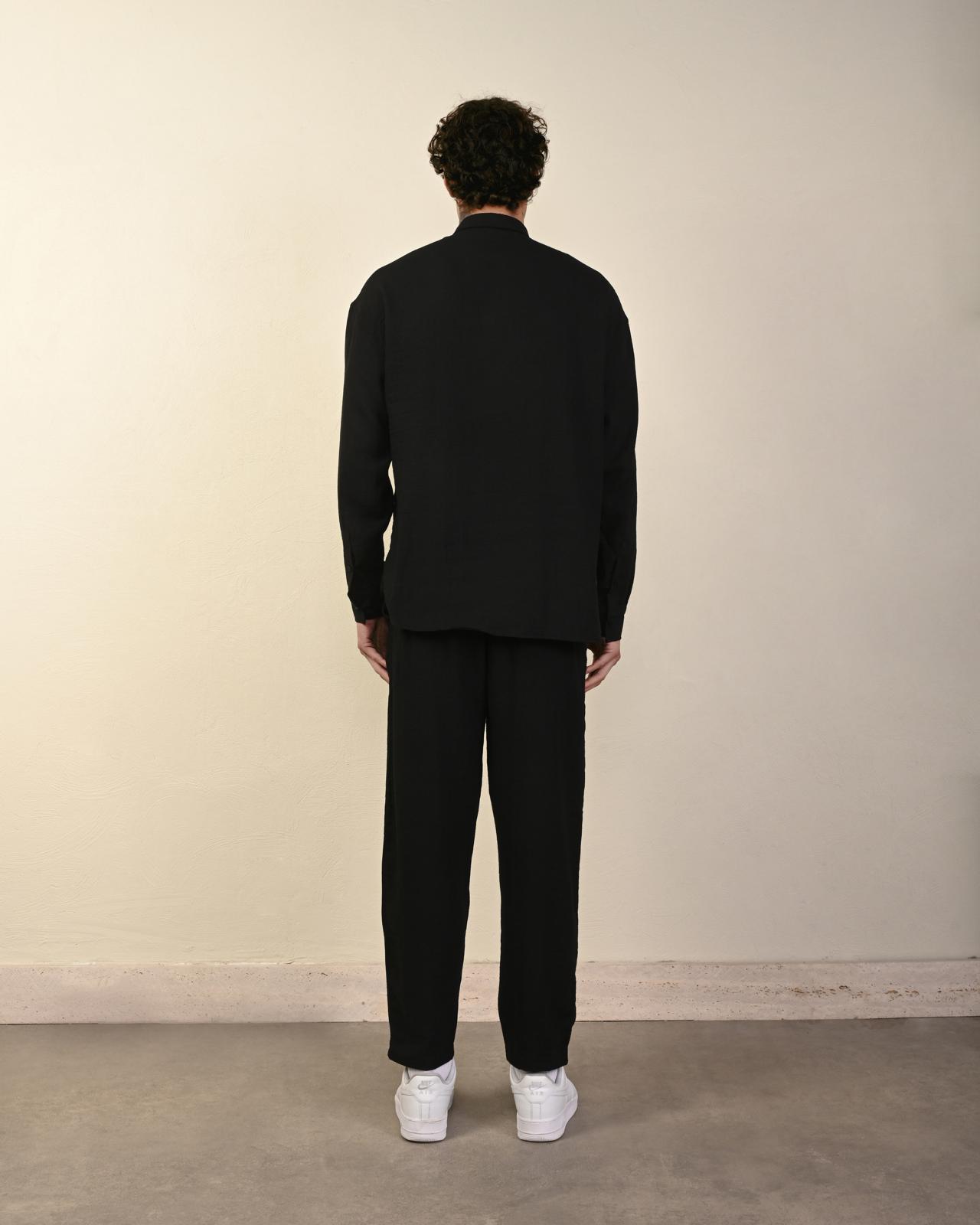 Keten Gömlek – Siyah - Oversize Fit