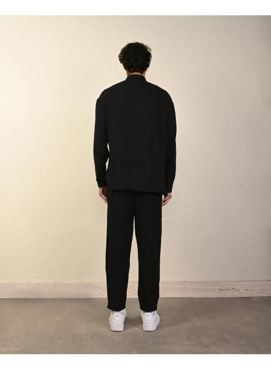 Keten Gömlek – Siyah - Oversize Fit