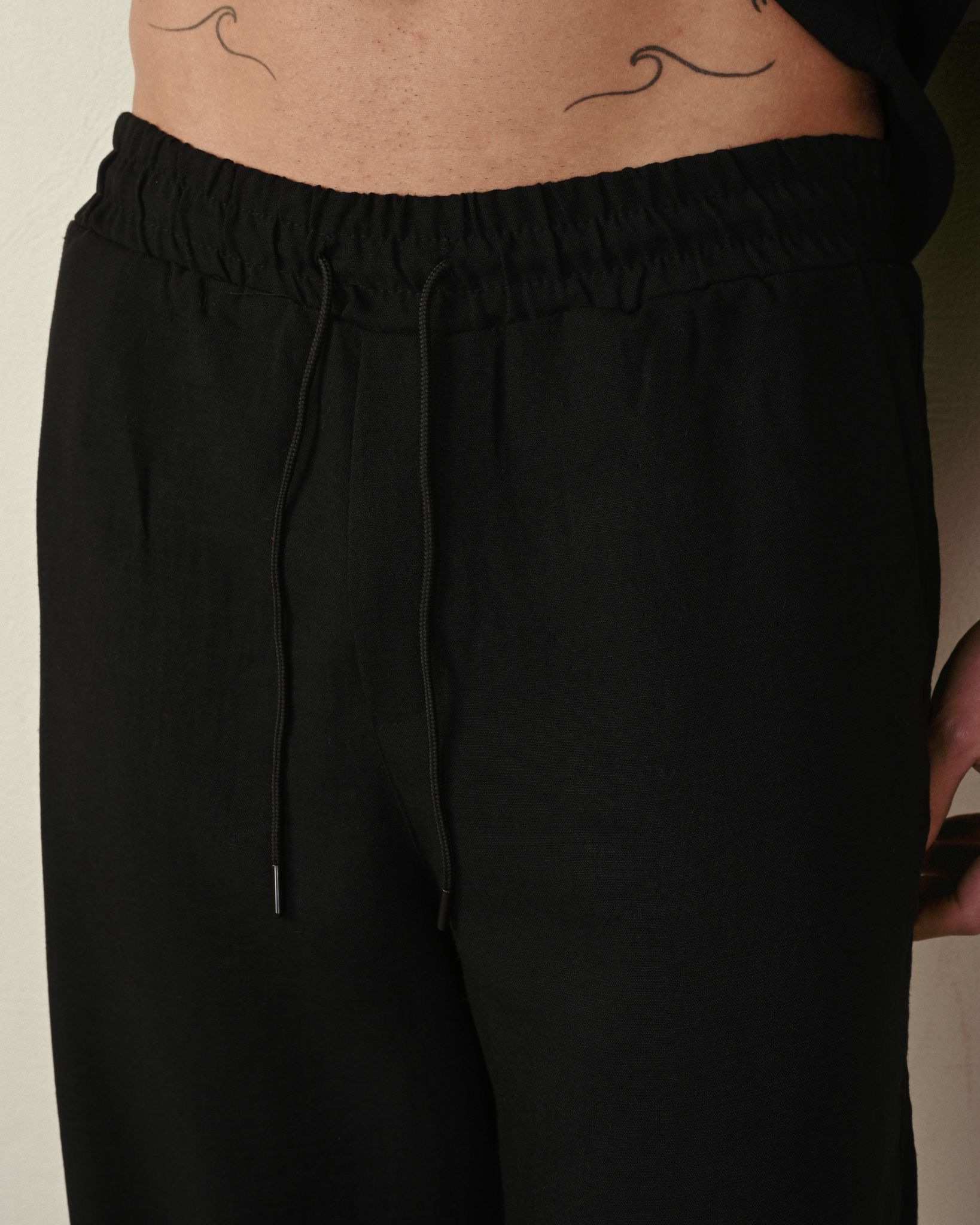 Keten Jogger Pantolon – Siyah - Boyfriend Fit